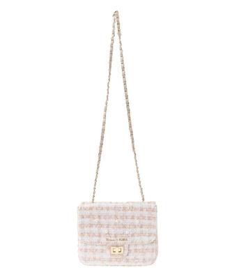 De Одежда Твидовая Мини Сумка Через Плечо для Бежевого [Maison Fleur] Женщины,