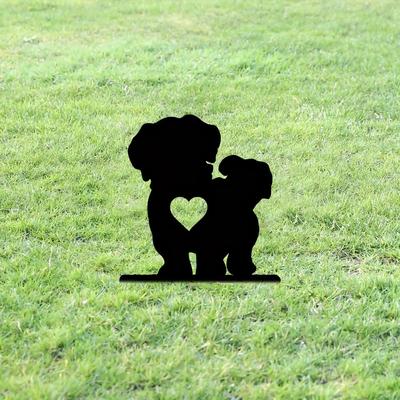 Садовый колышек Big Tail Dog - металлический знак для двора Iron Art Silhouette | Креативное оформление двора и сада на открытом воздухе