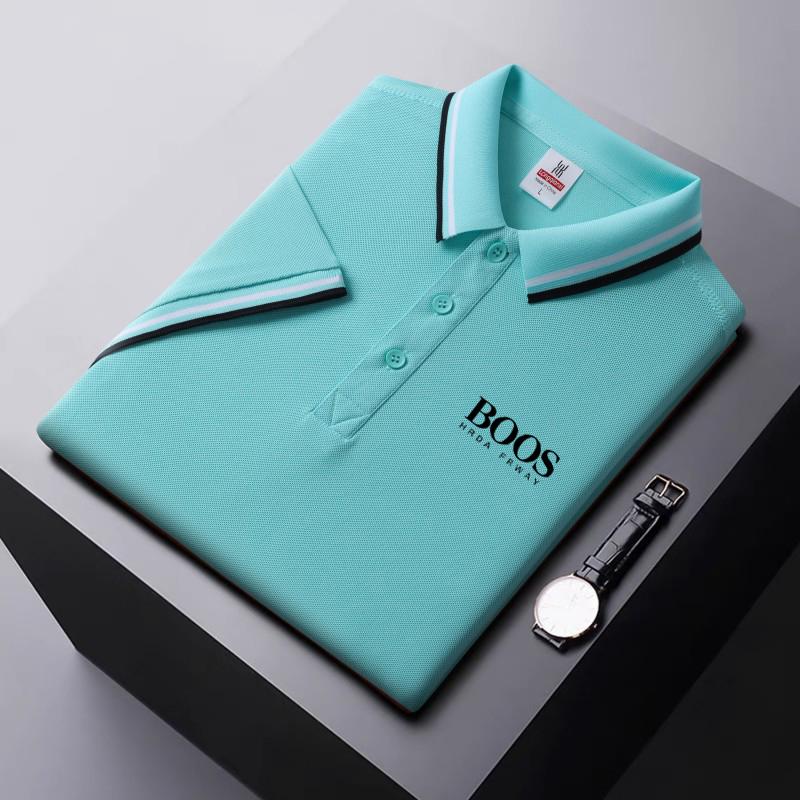 Новая летняя рубашка-поло с вышивкой из ледяного ионного волокна и воротником-поло для отвода влаги и пота