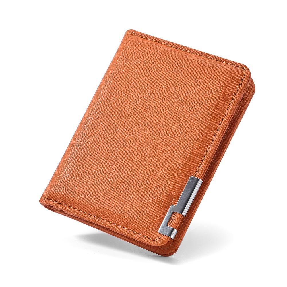 Minimalist PU Leather Retro Men's Wallet Two-Fold Orange Black Grey White Coin Purse Ultra Thin Multiple Pockets Credit Card