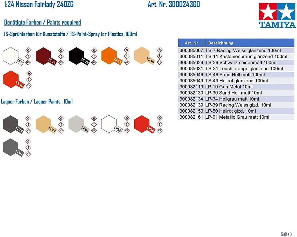 Tamiya Sports Car Series Nissan Fairlady 240ZG Plastic Model 24360 1/24 No.360