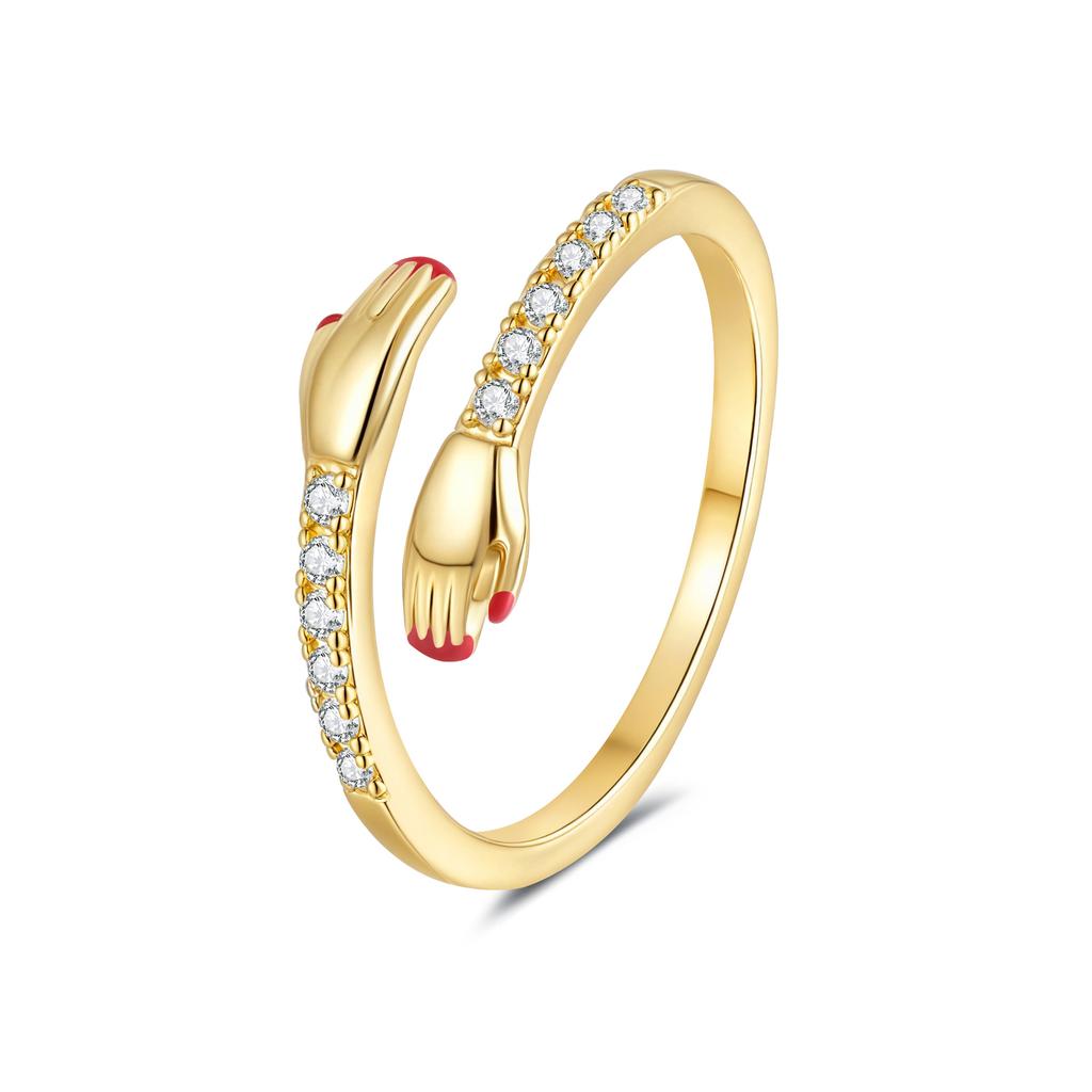 2026 Ring Female Personality Diamond Set Love Hug Ring