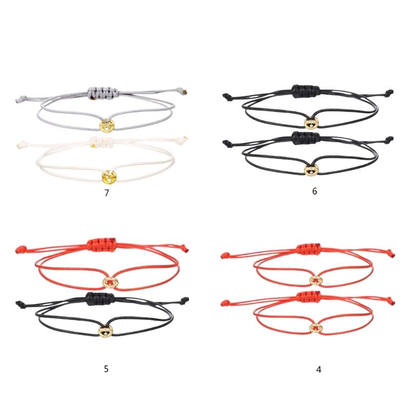 2 шт. Парные браслеты Бусины на удачу Ручная цепочка Регулируемый Ручной работы Наручная цепочка из плетеной веревки Аксессуар