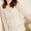 Spring and Autumn Mohair Hollow Hoodie Lazy Style Thin Knitted Shirt with Soft Head Pullover