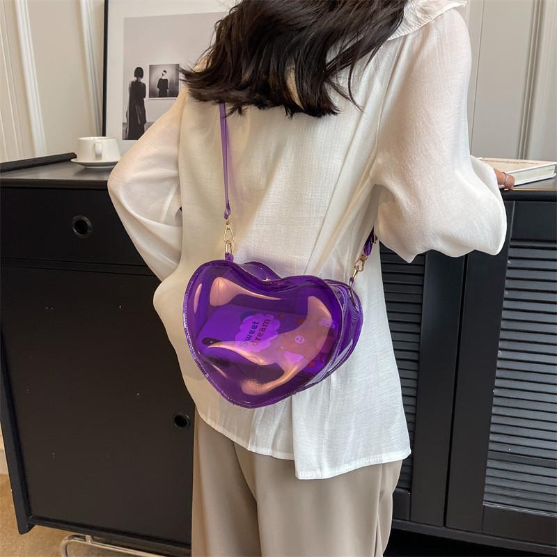 Fashionable Heart-shaped Pvc Shoulder Bag With Street Style Elements For Women