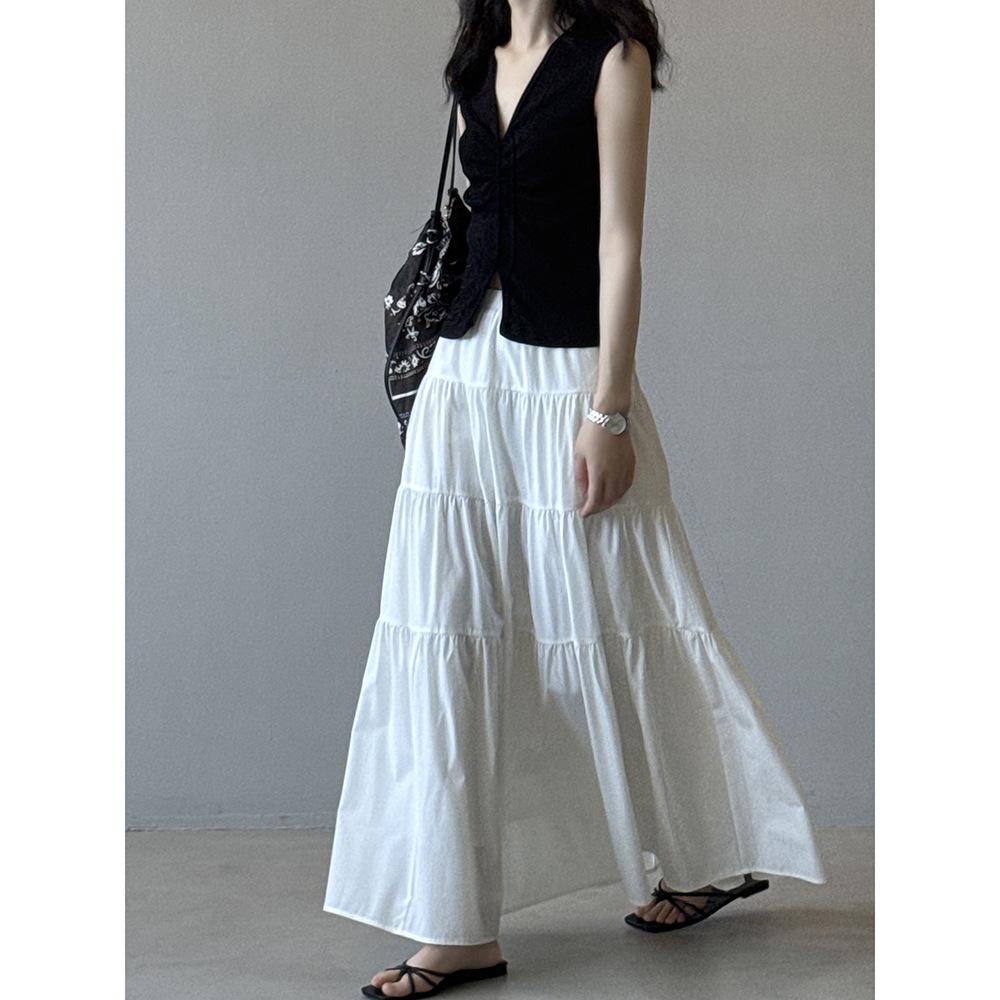 Женская миди-юбка А-силуэта в черно-белую клетку Yan Shuang, с высокой талией, свободного кроя, летний стиль