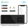 BSEED Wifi Двойные 1/2/3-клавишные сенсорные выключатели Smart Life Управление Alexa Плюс Обычная настенная розетка Стандарт ЕС Стеклянная панель 228 мм