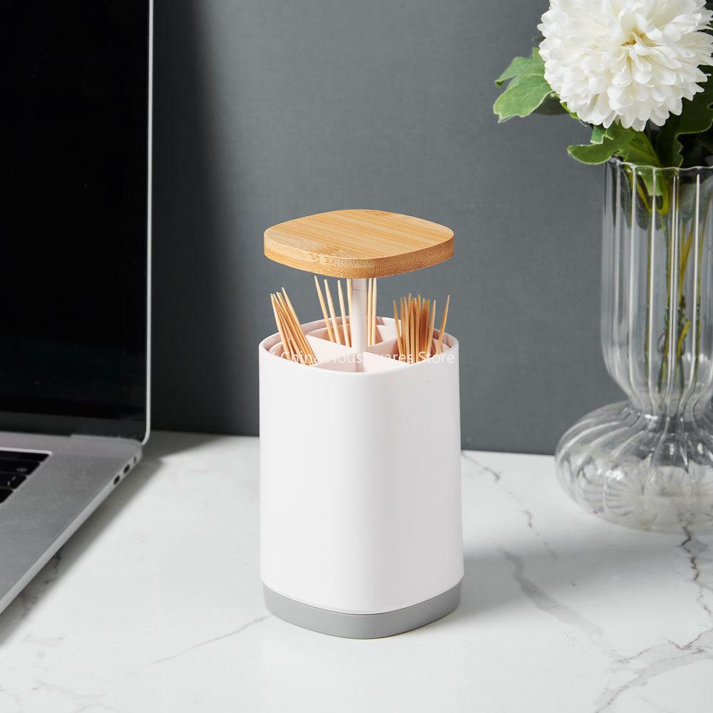 Household creative press-type toothpick box large-capacity grid toothpick tube simple personality toothpick storage tube