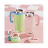 (Yellow) Stainless Steel Whale Fountain Tumbler with Handle  Two Lids