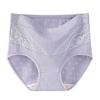 Lady Underpants High Waist Plus Slze Lace Trim Butt-covered Tummy Control Solid Color Elastic Panties Seamless Comfort Daily Sport Briefs