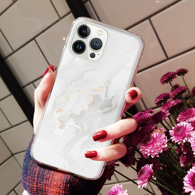 Чехлы для iPhone 14 12 11 13 Pro Max Чехол Силиконовый Funda на iPhone 13Mini X XS Max XR 8 7 14 Plus Цветная Мраморная Живопись