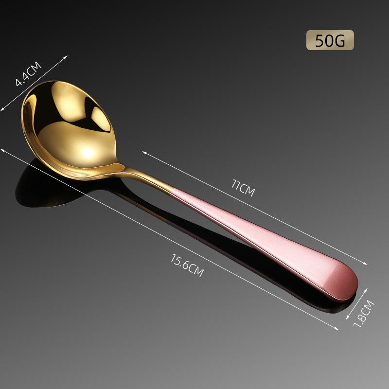 1 Pcs 304 Stainless Steel Spoon Household Dining Round Head Spoon Creative Long Handle Spoon Cute Small Spoon