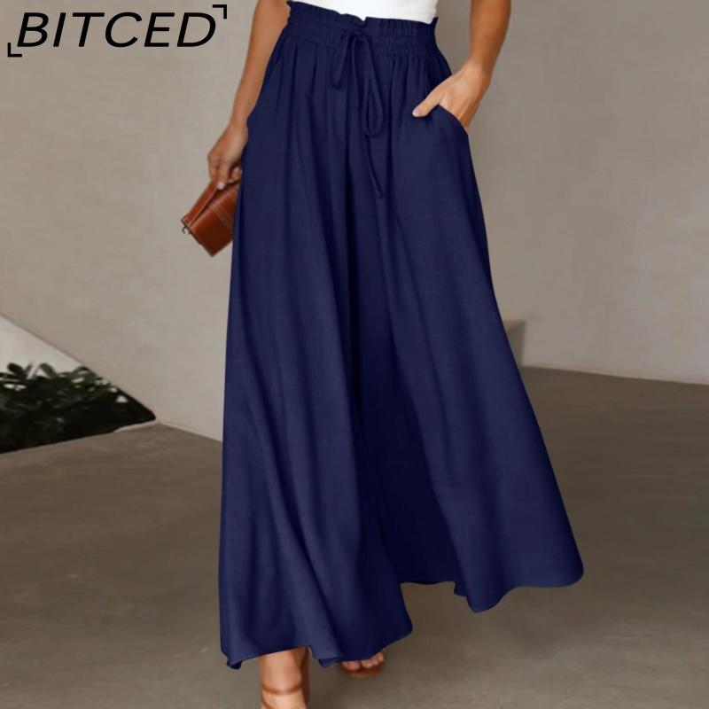 BITCED Women's Fashion Casual Solid Color Print Pants & Capris