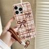 Узор в стиле Ins Бант Подходит для Apple 16promax Кожаный узор iPhone 15 Защитный чехол 14 13 Браслет