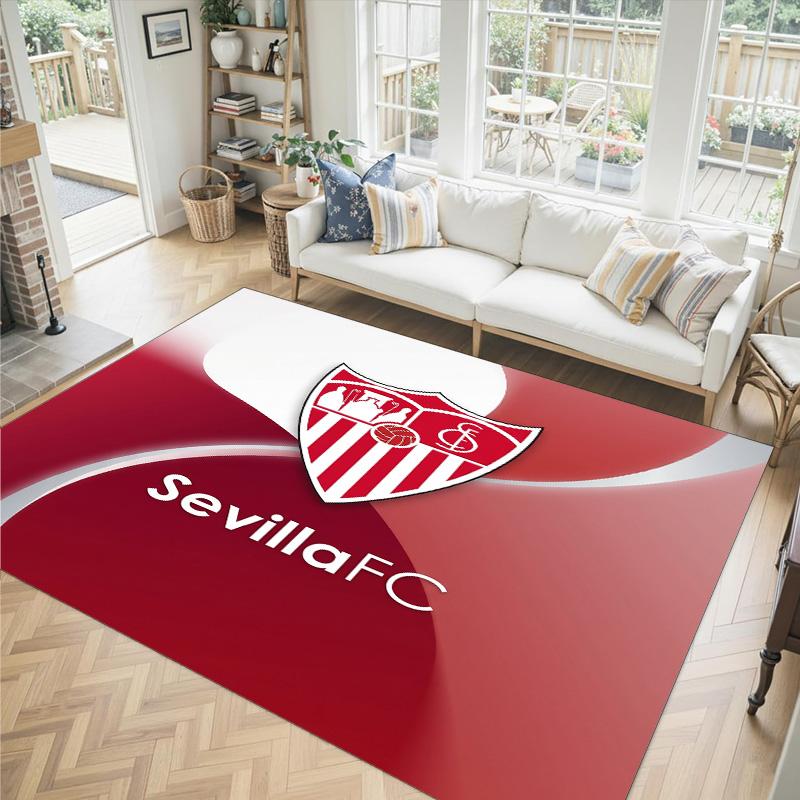 Sevilla FC Design Crystal Velvet Carpet Cozy Non?Slip Printed Rug For Bedroom Living Room Entrance
