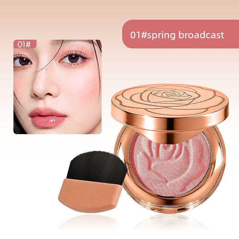 [Celebrity Style] Rose Petal Blush Palette Southern French Brown Highlighter and Contouring 3-in-1 Brightening Pearlescent Rouge Cream