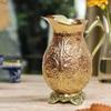 Handcrafted Copper Jug with Brass Handle Floral Engraved Pitcher