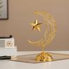 Artistic Middle Eastern Iron Moon Star Sculpture With Base Eid Ramadans Hollowout Ornament for Muslims Party Supplies