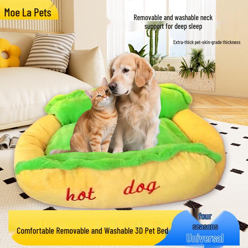 Hot Dog Shaped Pet Bed: Super Soft, Warm, and Universal for Cats and Small Dogs