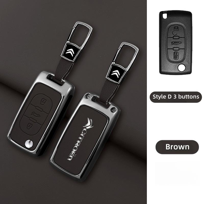 YKFEA1 Zinc Alloy Leather Car Key Case Cover For Citroen C1 C2 C3 C4 C5 C6 C4L Berlingo Picasso Jumpy Nemo Aircross Sega C5 X VTS C3 XR