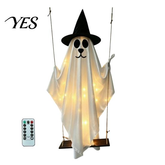 Halloween Ghost Decoration With Best Materials Hanging for Outdoor Decoration, Cute Flying Satin White Home, Tree, Porch, Patio, Lawn, Garden, Holiday