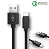 USB Cable for iPhone - Nylon - 1M - Compatible with iPhone 5 To 11 Pro Max - Color Black