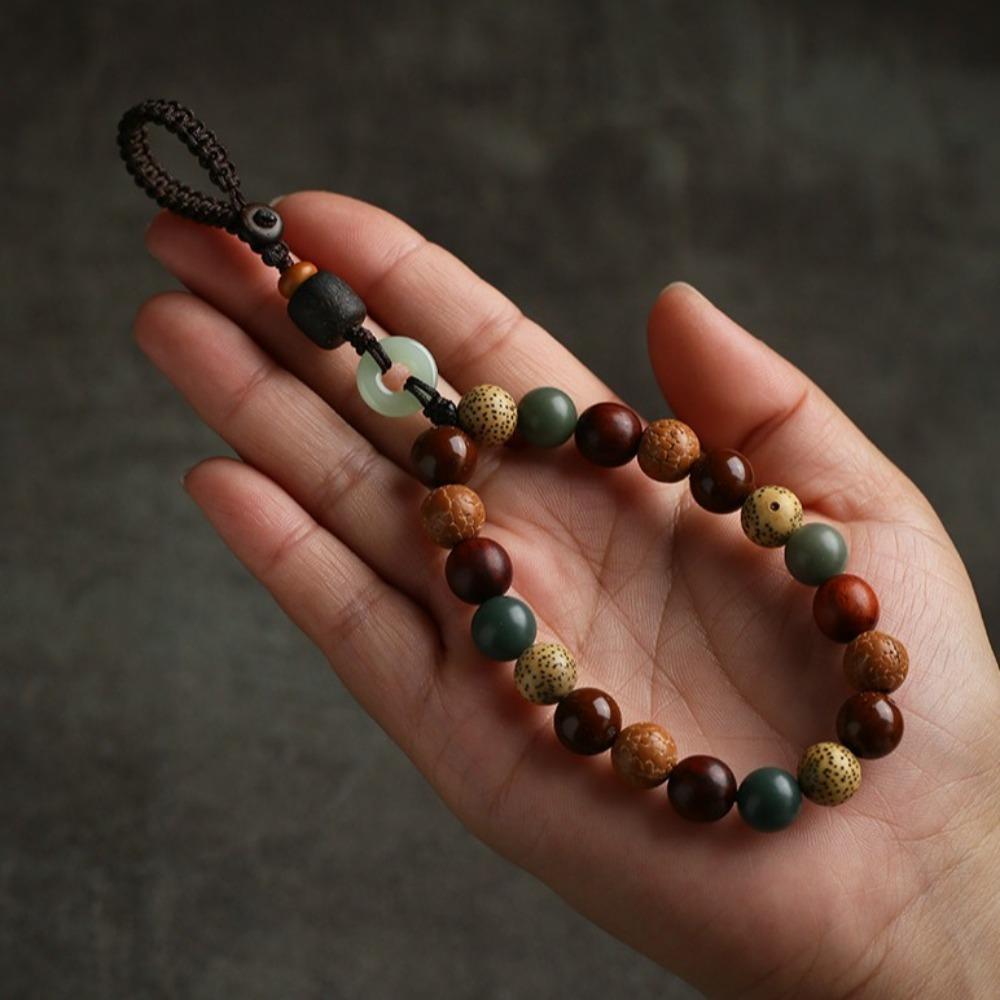 Bag Hanging Wooden Beaded Pendant Charm Beads Lanyard Creative Car Key Ring Key Decor