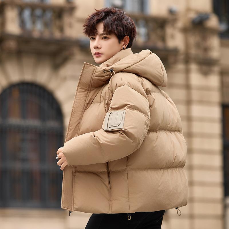 Short Hooded Down Jacket Men's Bread Jacket Teen Casual White Duck Down Thickened Warm