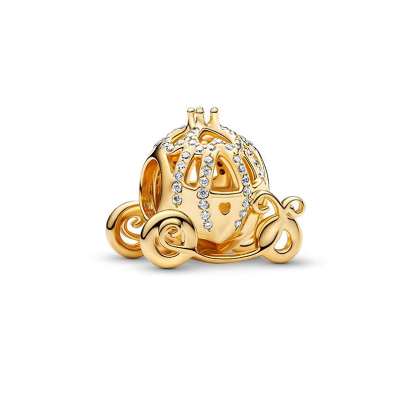 Sparking Gold Heart Clip Family Tree Dangle Charm Beads Fit Snake Silver Bracelet Necklace Beads For Diy Jewelry Women Gift