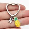 26 Letters Initial Pineapple Keychain Heart Keyring Pineapple Pendant Jewelry Fruit Charms Best Friends Keychain Gifts