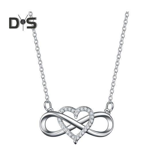 Ожерелье с бесконечным сердцем для женщин, ожерелье с подвеской в виде сердца из кубического циркония, романтические подарки на день рождения для девушки-жены