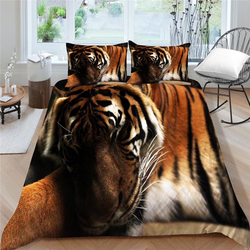Комплект пододеяльников с 3D-принтом тигра, домашнее постельное белье, уникальный дизайн, полиэстер, комплекты постельного белья King Queen Size