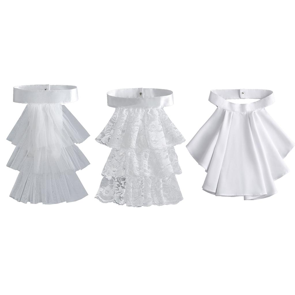Elegant Victorian Costume Collar Ruffled Lace Jabot Neck Collar for Halloween Parties Cosplay Vampire Costume Collar