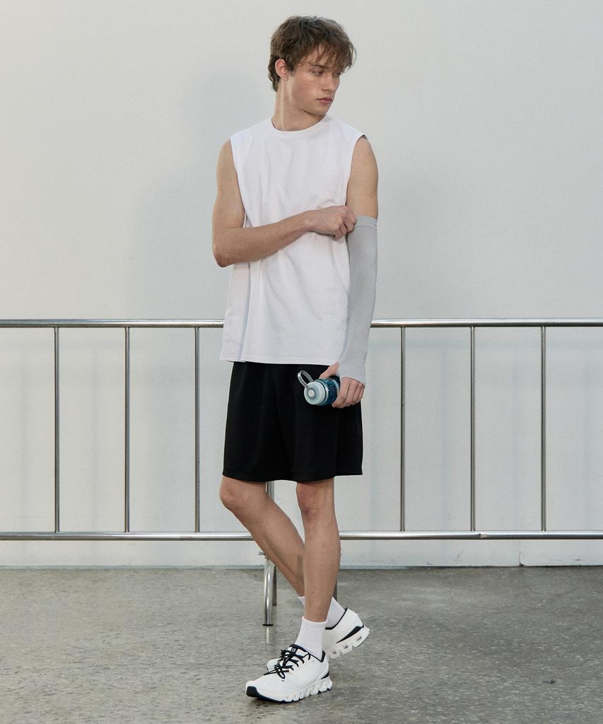 BASIC HOUSE Men'S Cool Sorona Round Neck Sleeveless T-Shirt White Lzts3105