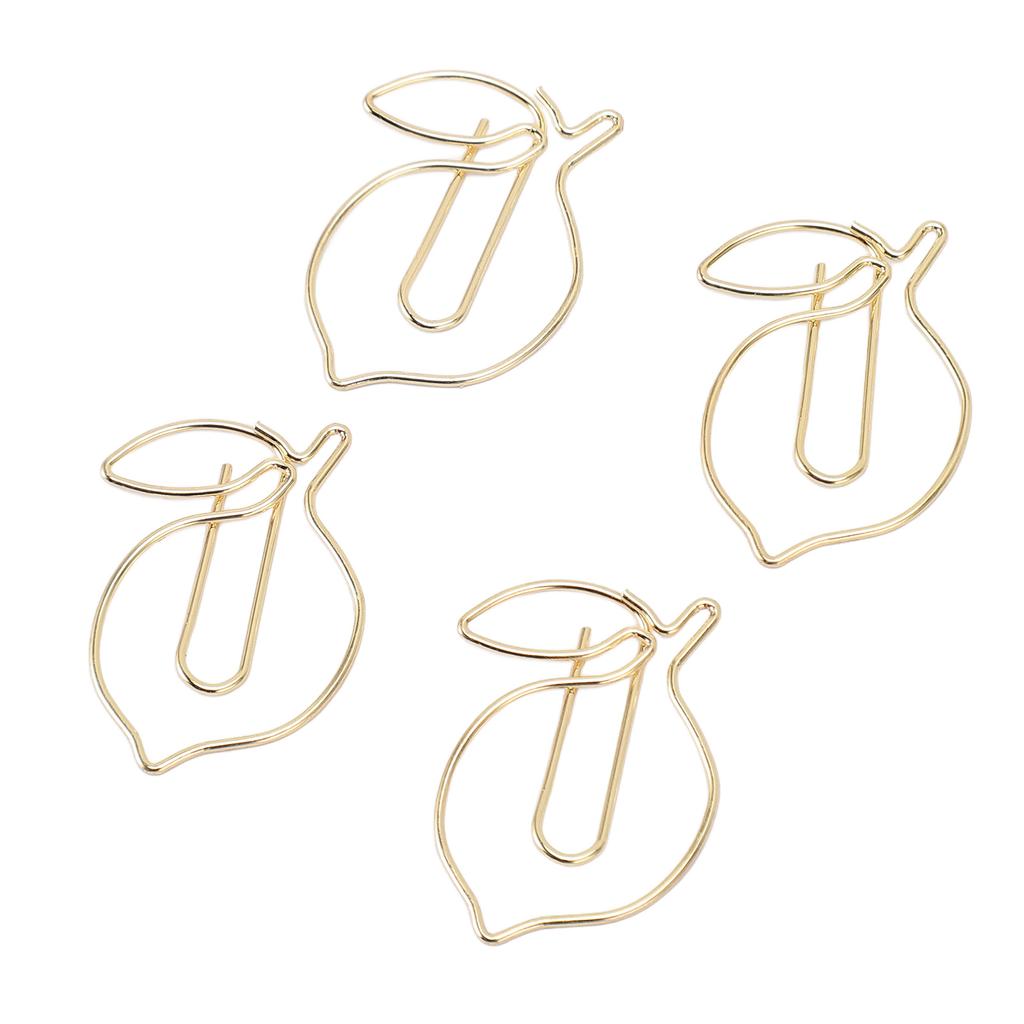 100 Pcs Paper Clip Gold Cute Lemon Shaped Bookmark Clips with Transparent Box for Office School Home Use