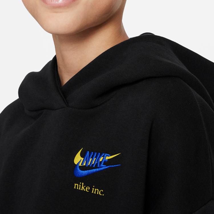 Nike Однотонная толстовка с капюшоном и длинными рукавами, детские топы, черный цвет DX5142-010