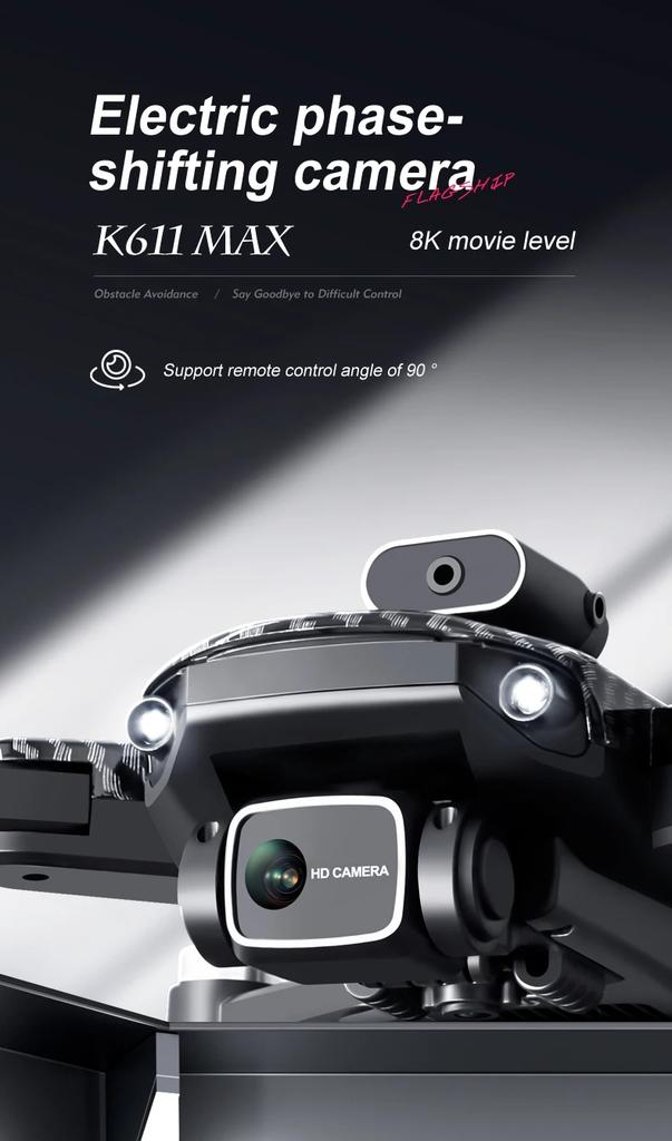 K611 MAX Drone Profissional Brushless Obstacle Avoidance 8K Двойная камера Оптическое позиционирование потока Складной летательный аппарат FPV 2024 Дрон