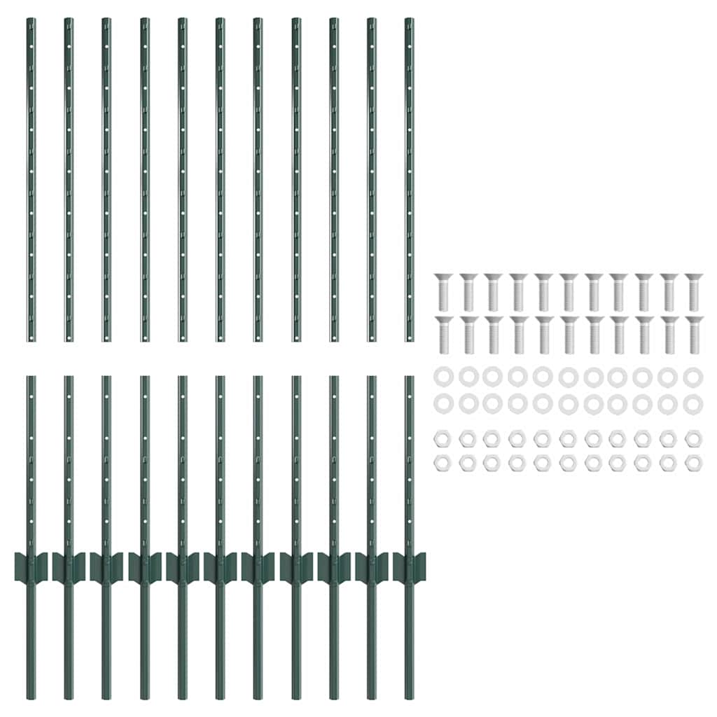 Embedded Fence Post 11 pcs Green 140 cm