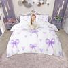 Homewish Pink Bowtie Bowknot Duvet Cover Set For Girls 2Pcs/3Pcs, Princess Bow Knot Bedding, Love Heart Print Bed Set