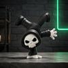 Decorative PLA Skeleton 3D Printed Upside-Down Reaper Ghost Ornament, Creative Statue, Funny Halloween Gothic Home Decoration Skull Figurine