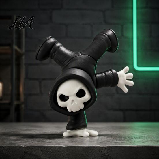 Decorative PLA Skeleton 3D Printed Upside-Down Reaper Ghost Ornament, Creative Statue, Funny Halloween Gothic Home Decoration Skull Figurine