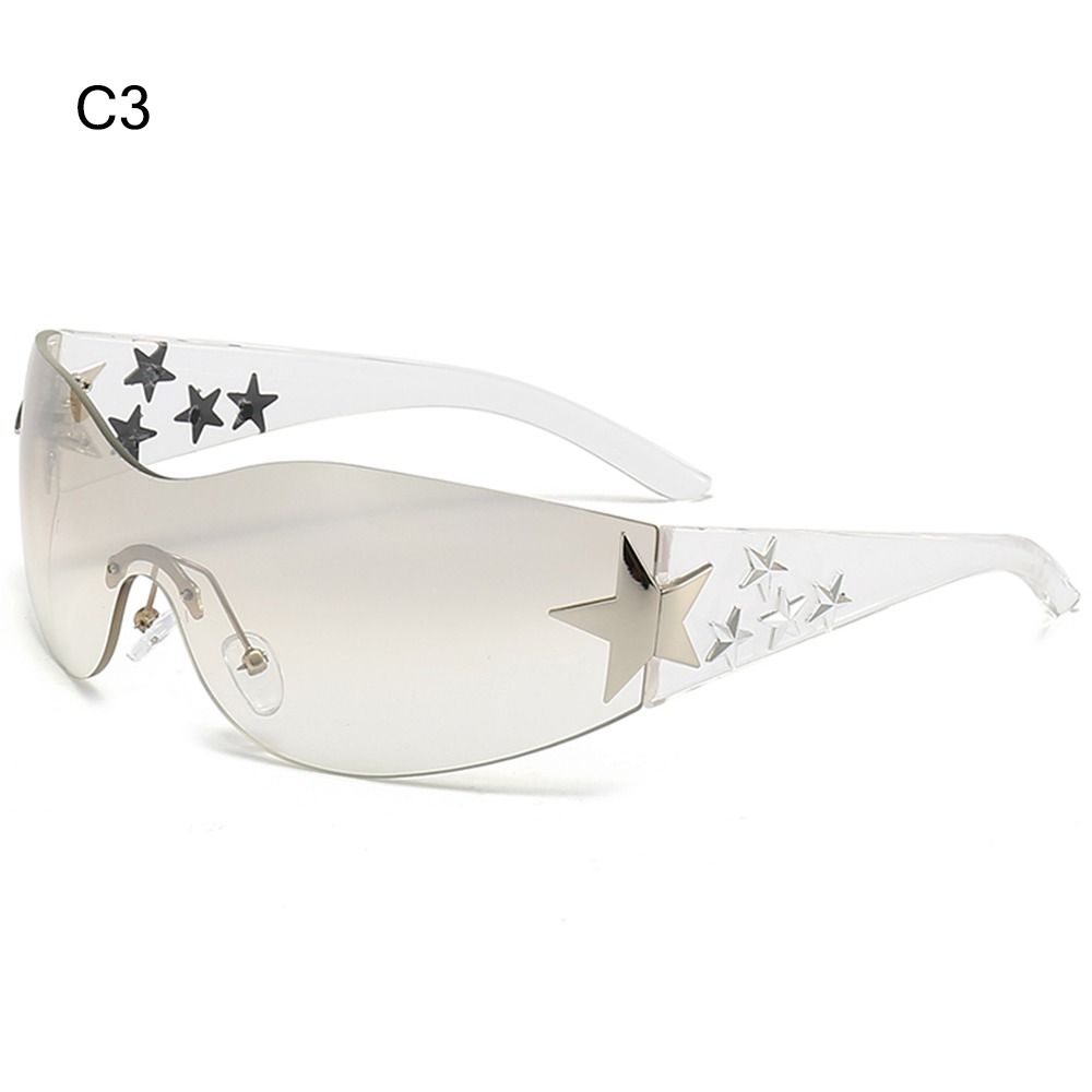 Велоспорт, Путешествия Женские и Мужские Крутые Модные Солнцезащитные очки Защита UV400 Солнцезащитные очки Без оправы Y2K Солнцезащитные очки Очки-маска Декор звездами