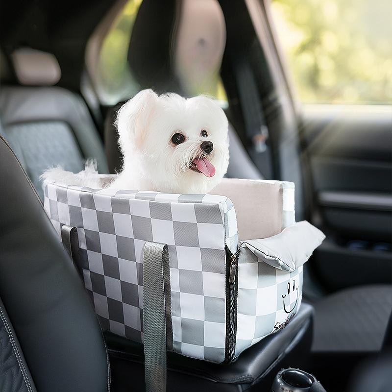 Сумка для домашних животных в машину для прогулок Модная клетчатая сумка для собак с центральным управлением для собак, автокресло для кошек, сумка для собак