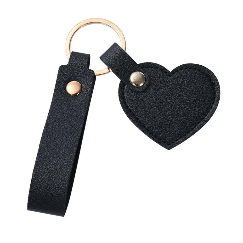 Solid Color Leather Heart Keyring PU Colorful Pendant Fashion Heart Shape Keychain  Unisex