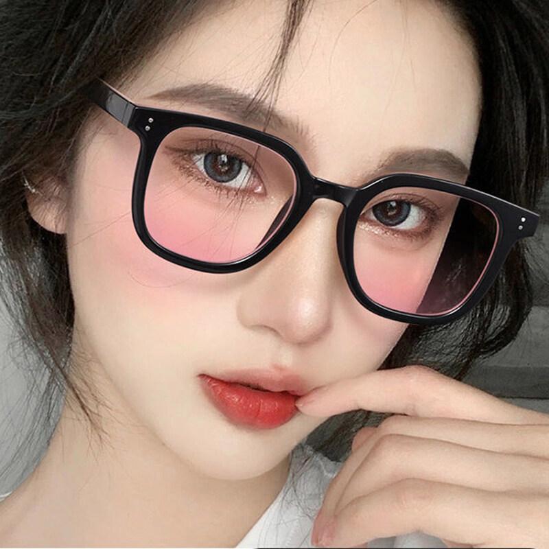 МОДНЫЕ Румянистые очки в черной оправе, прозрачные женские солнцезащитные очки, модные мужские очки