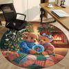 1pc Teddy Bears Christmas Chair Carpet for Office, Indoor Non Slip Washable Polyester Fiber Carpet,