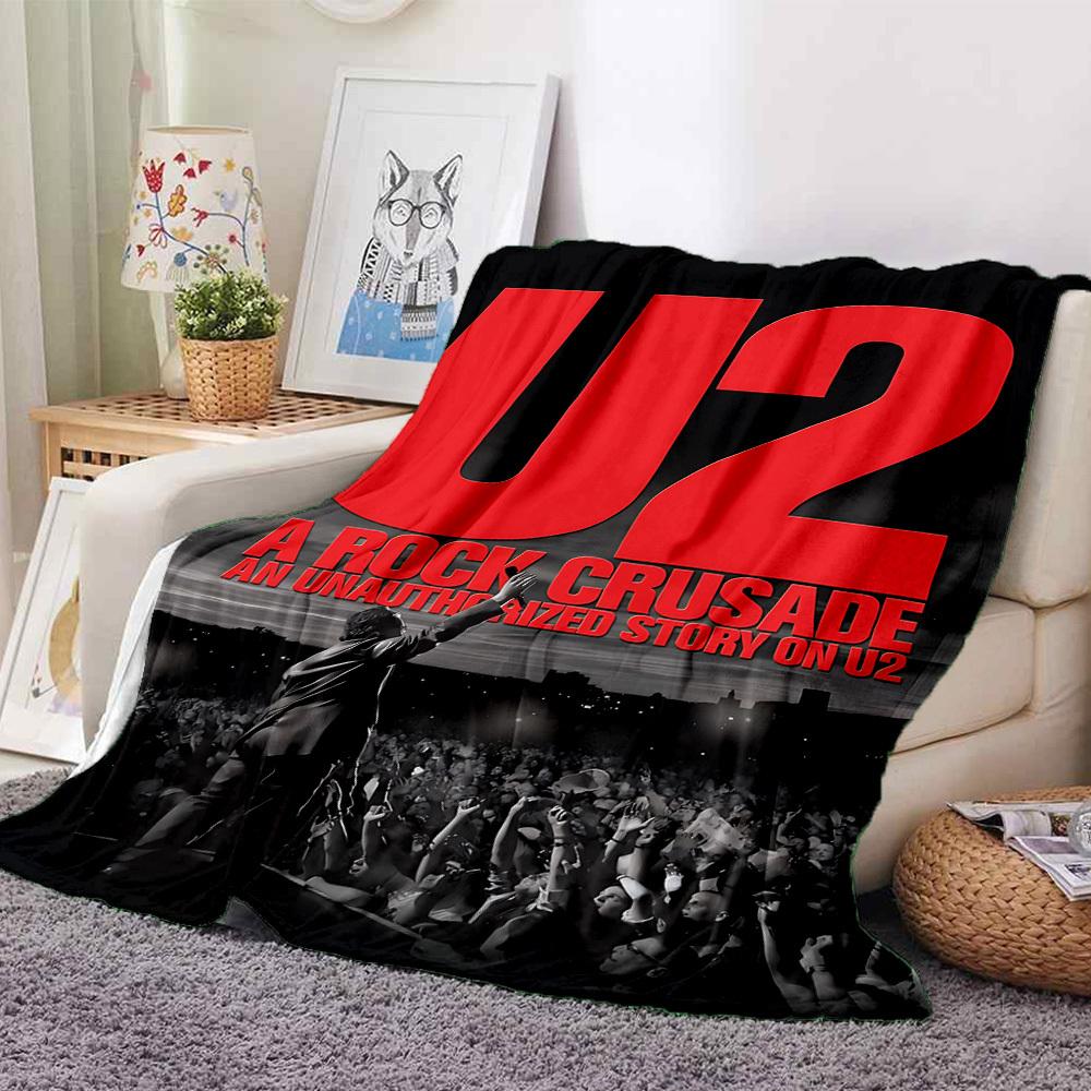 1pc U2, Rock Crusade Blanket Soft All Season Throw with Vibrant Design, Perfect for Home, Travel, and Gifts, Ideal for Naps and Camping