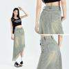 Irregular Tassel Denim Skirt for Women In Summer Design, Small American Retro Hong Kong Style A-line Midi Skirt