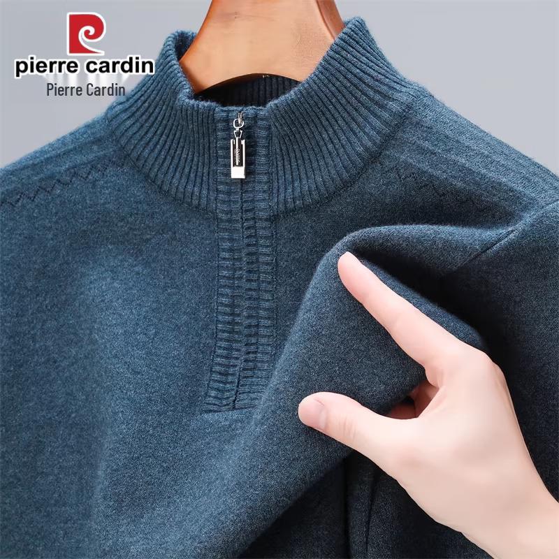 Pierre Cardin Мужской зимний утолщенный вязаный свитер с воротником-стойкой