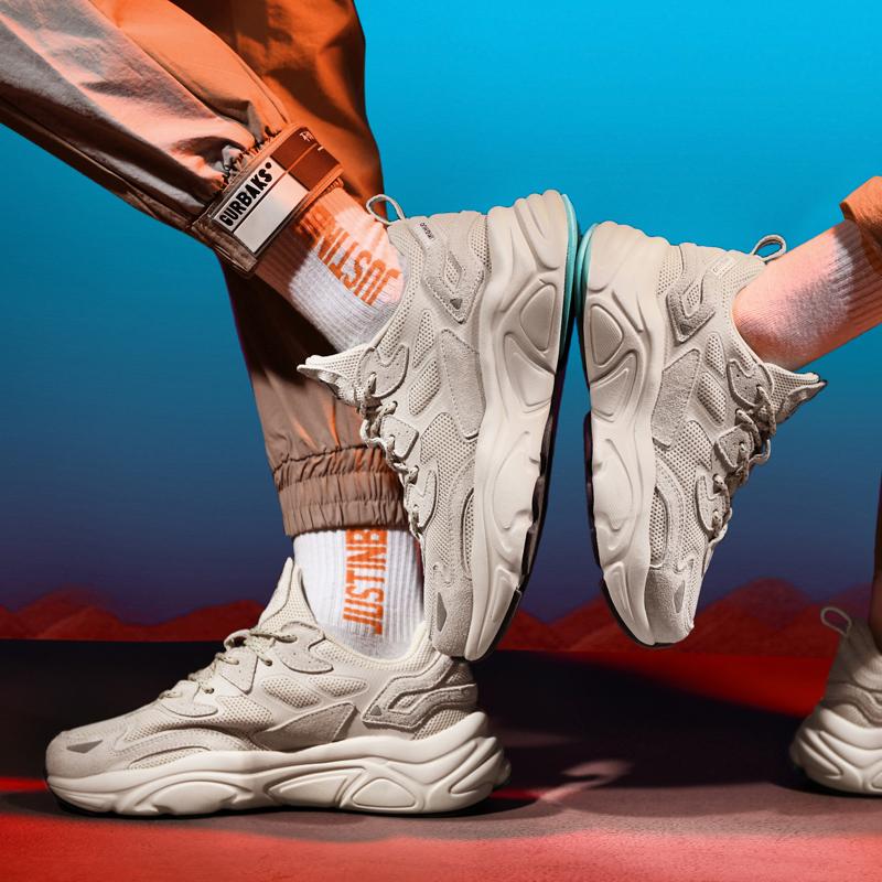 Genuine Leather Men's Chunky Running Shoes for Women Light Comfort Jogging Sports Shoes Mesh Commuting Walking Shoes Sneakeres